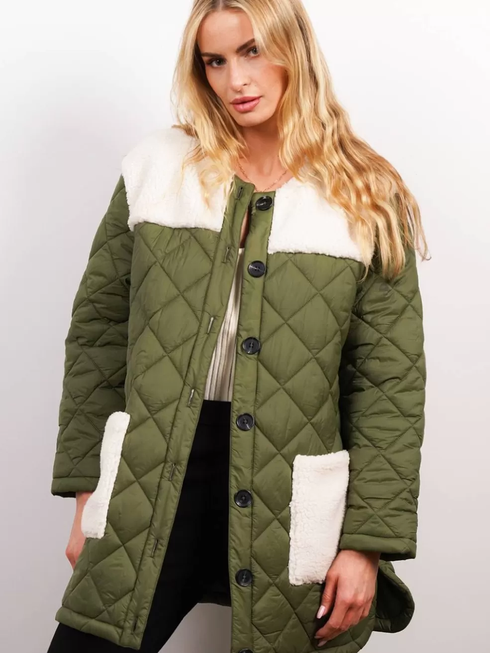 Discount Asher Sherpa Quilted Puffer Women Jackets