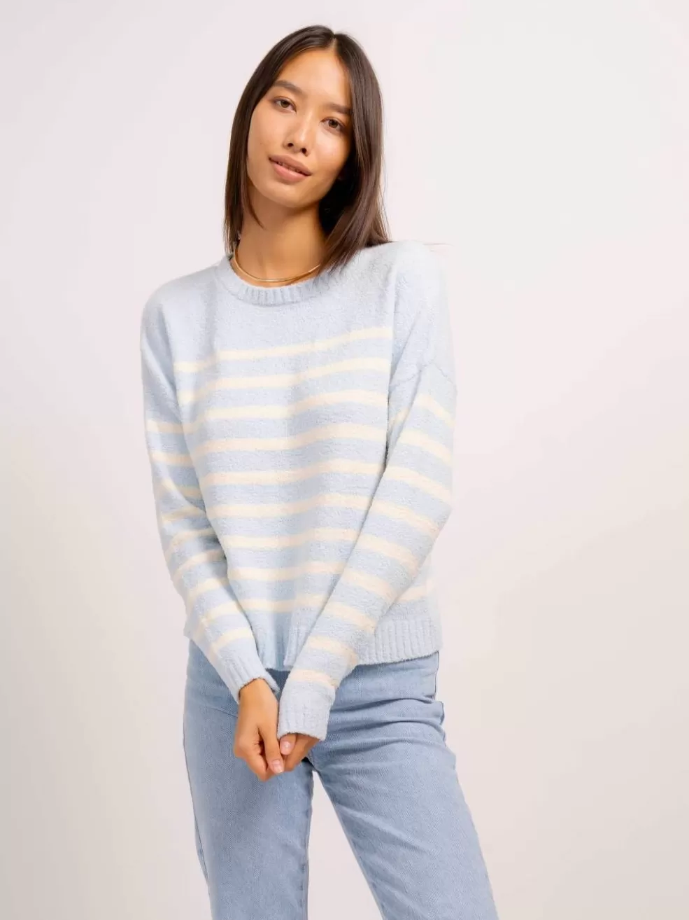 Fashion Bianca Striped Crewneck Women Sweaters