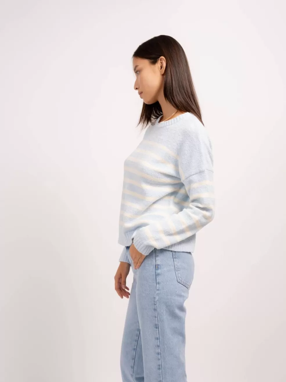 Fashion Bianca Striped Crewneck Women Sweaters