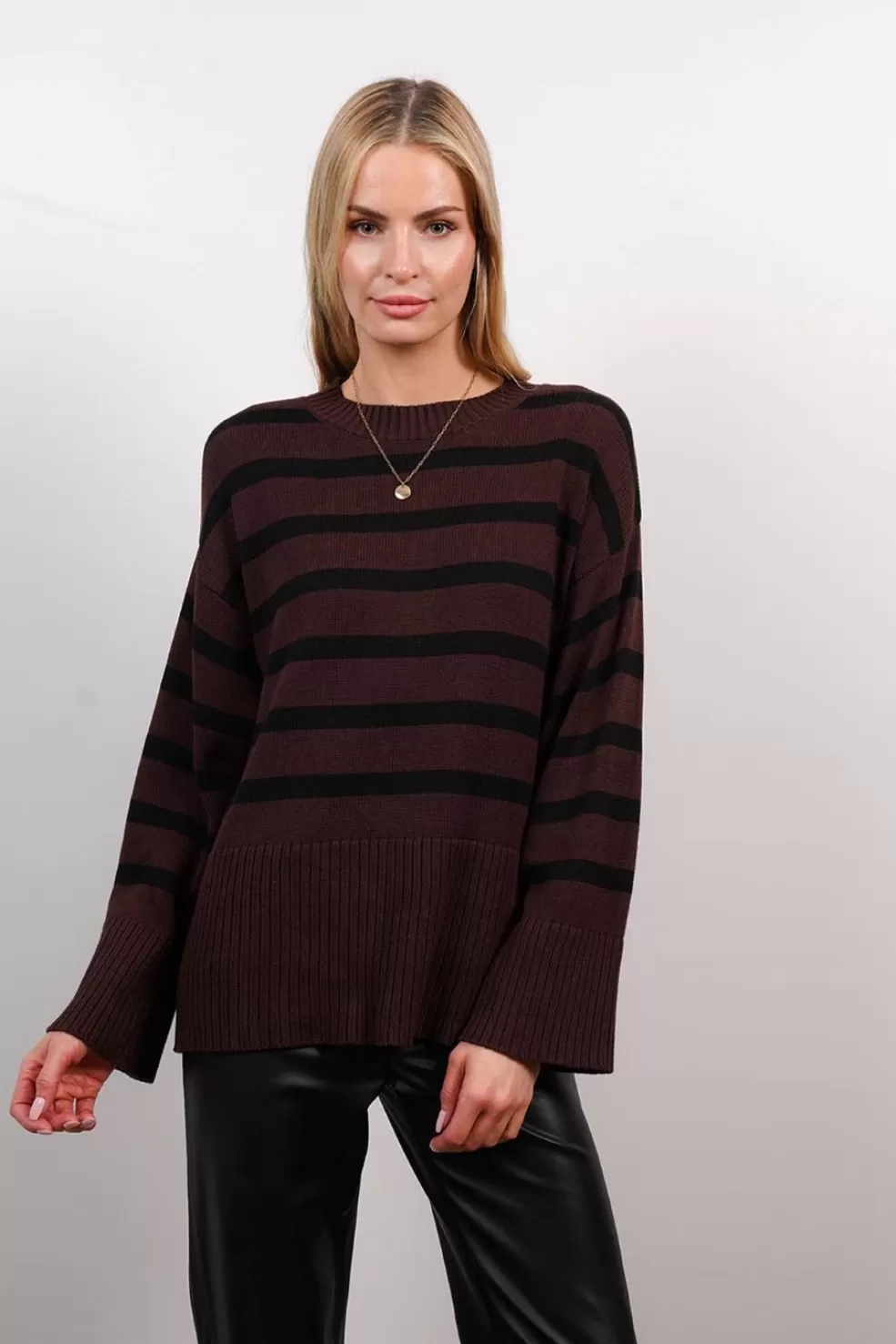 Hot Briar Stripe Crew Neck Women Sweaters