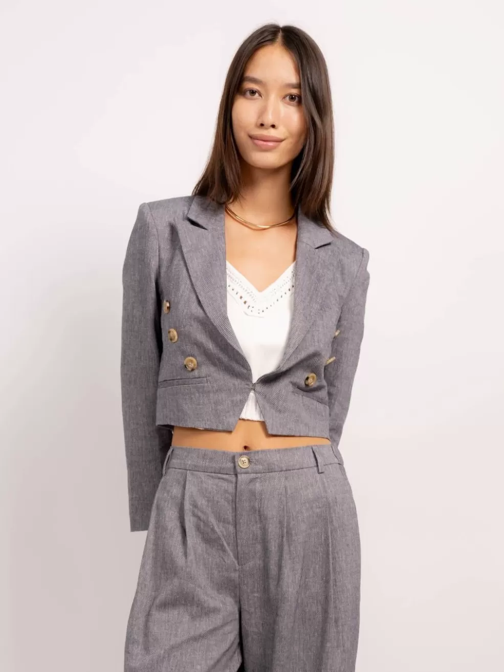 Discount Chandler Cropped Faux Db Suiting Blazer Women Jackets