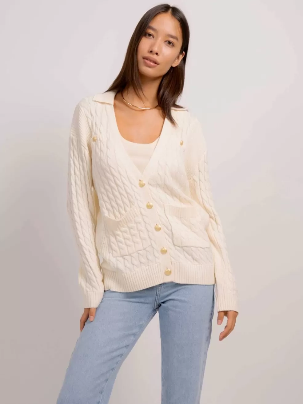 New Dawson Nautical Cable Collared Cardigan Women Sweaters