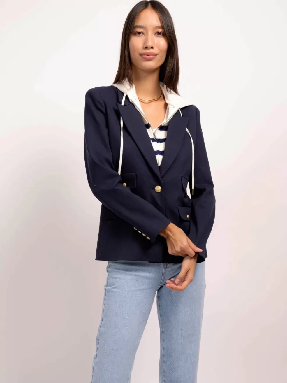 Clearance Dawson Nautical Stripe Dickie Blazer Women Jackets