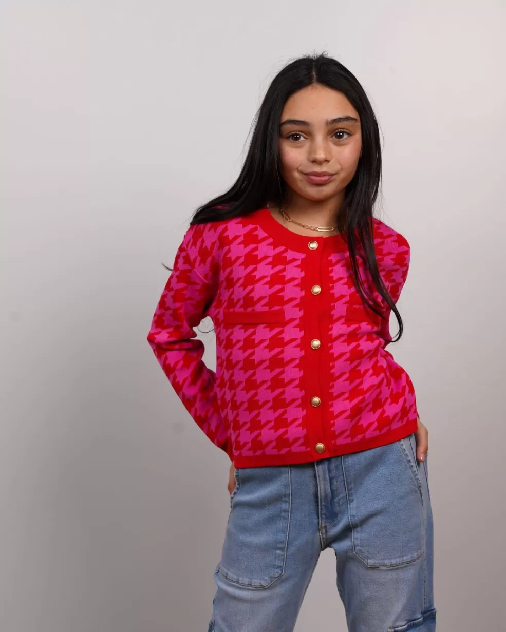 Online Everly Houndstooth Cardigan Kids Clothing