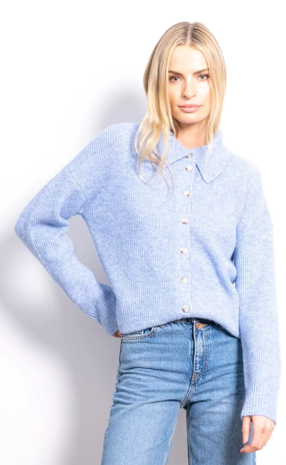 Cheap Mia Button Up Shirt Sweater Women Sweaters