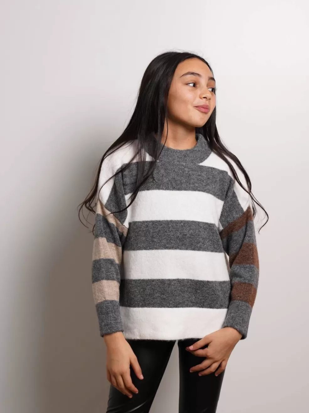 Online Mia Stripe Oversized Crew Kids Clothing