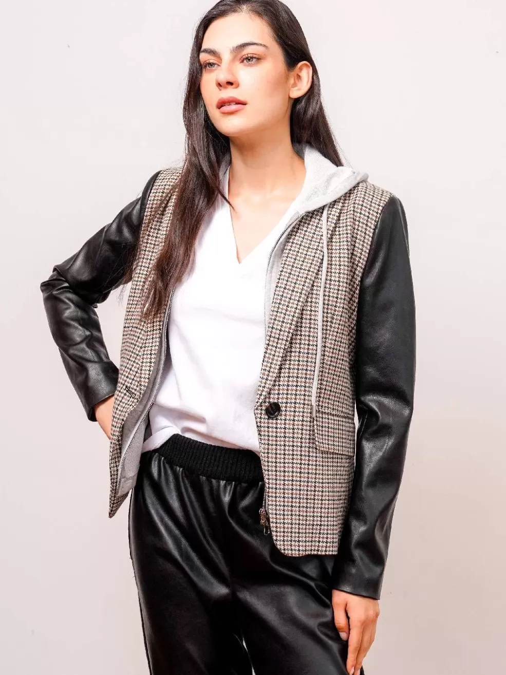 Online Nico Vegan Leather Sleeve Blazer Women Jackets