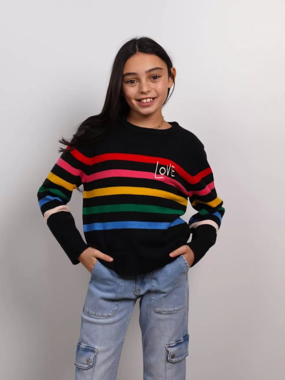 Clearance Striped Love Sweater Kids Clothing