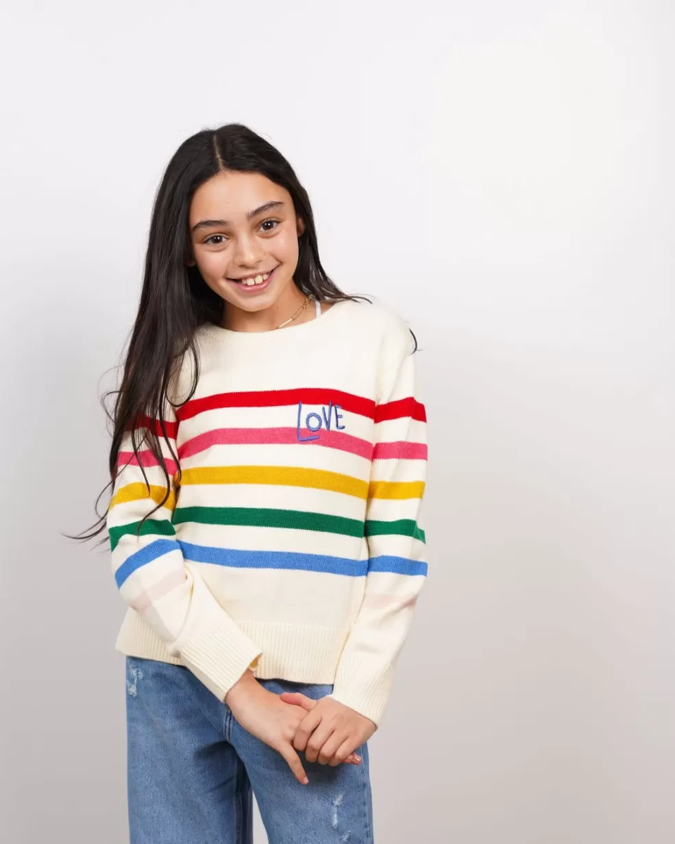 Clearance Striped Love Sweater Kids Clothing