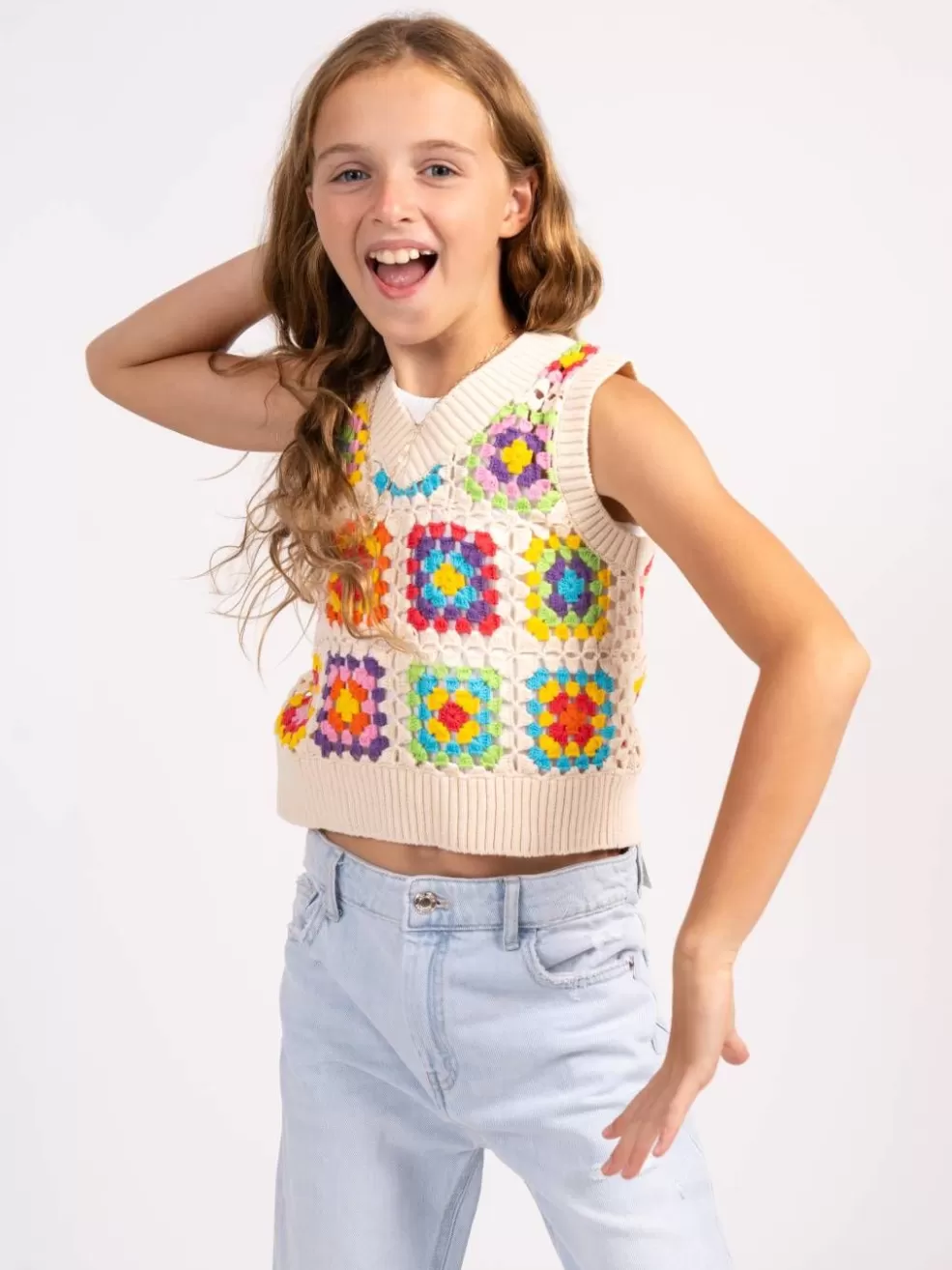 Outlet Tasha Crochet Patchwork Vest Kids Clothing