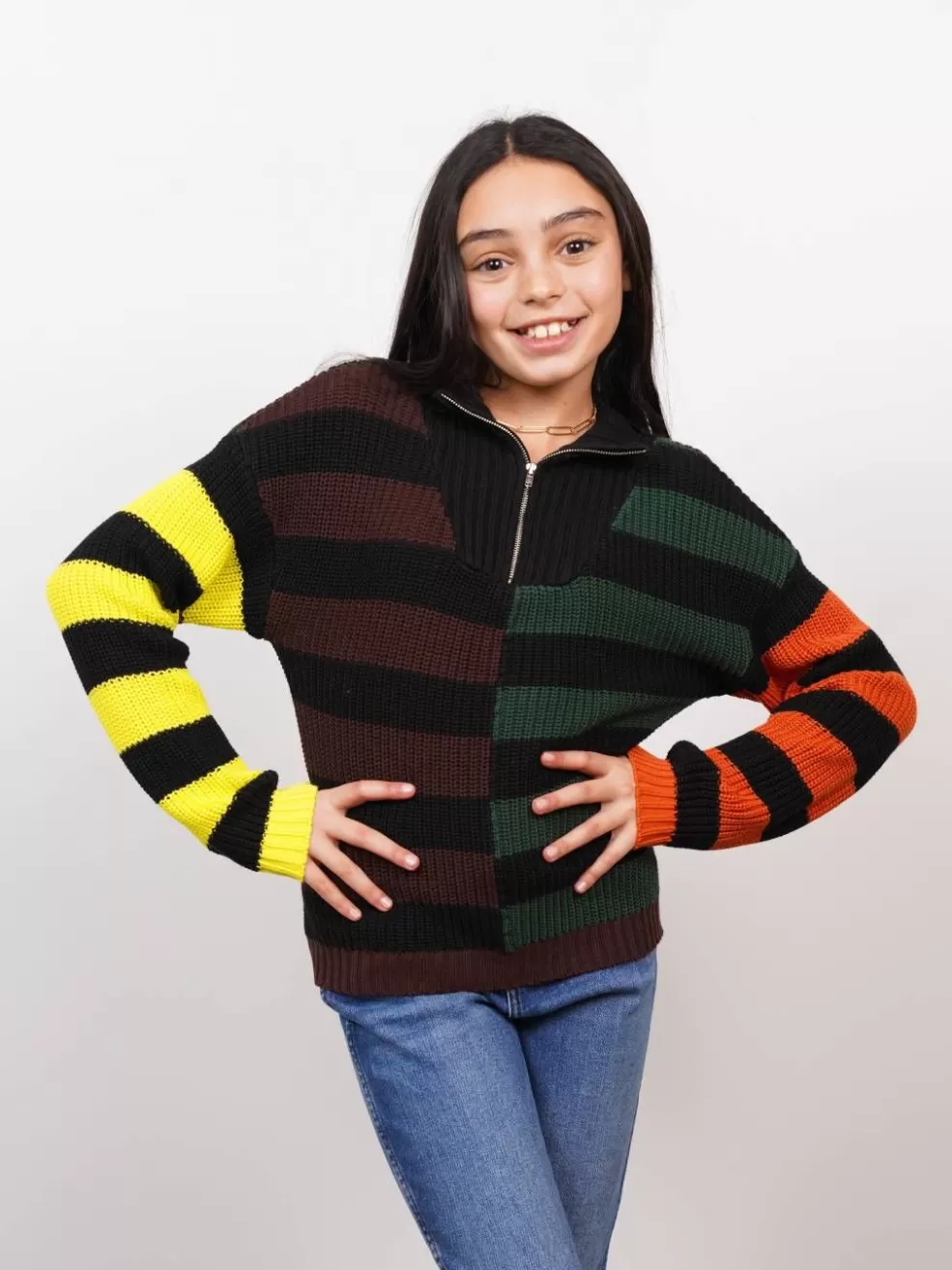 Hot Willow Stripe Half Zip-Up Kids Clothing